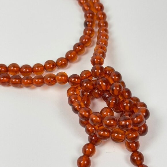 Vintage Natural Amber Beaded Necklace Long 46 in 8mm Beads Glow Gemstone - Picture 3 of 13